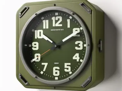 Industrial Military Style Wall Clock 3D model