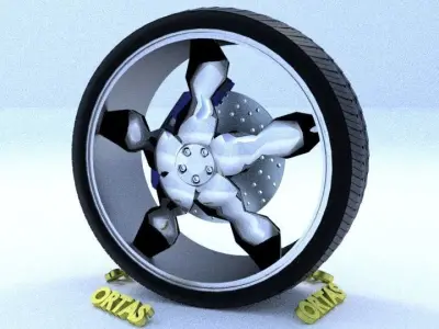 ORTAS CAR RIM 63 GAME READY RIM TIRE AND DISC 3D model