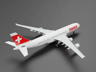 Airbus A340-300 Swiss Air 3D model