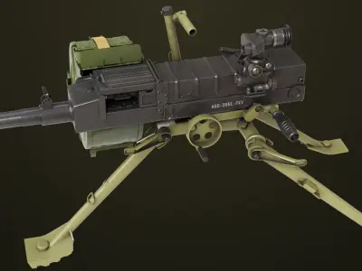 Grenade Machine Guns 06 All PBR Unity UE Textures Included Low-poly 3D model