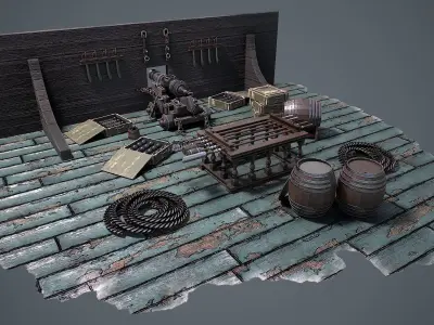 Vessel cannon 3D model Low-poly 3D model