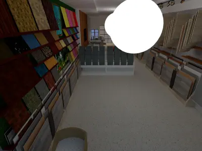 Modern Showroom Interior with Product Stand SketchUp Model 3D model