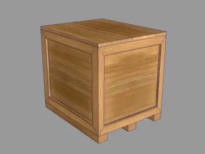 Simple Low Poly Wooden Crate Low-poly 3D model