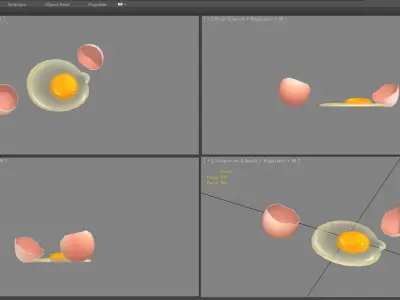 Cartoon egg liquid - egg yolk - broken egg - eggshell Low-poly 3D model