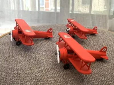 3D Printed Red Biplane Model 3D print model
