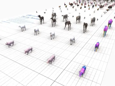 Farm Animals Pack Low-poly 3D model
