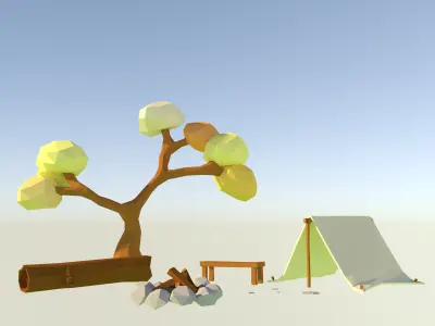 Low poly camping assets Free low-poly 3D model
