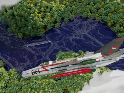 Low Poly MiG 21 F-13 Indonesian Air Force AURI Low-poly 3D model