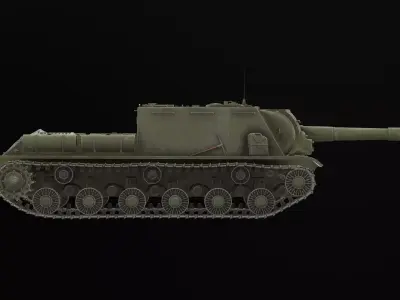 ISU-152 Soviet anti-tank self-propelled artillery system Low-poly 3D model