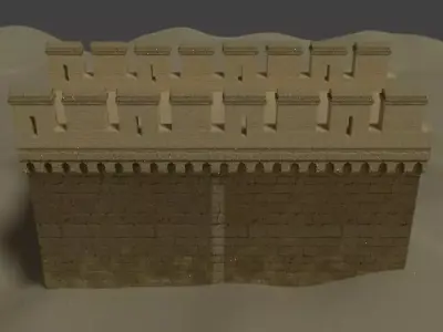 Medieval wall Low-poly 3D model