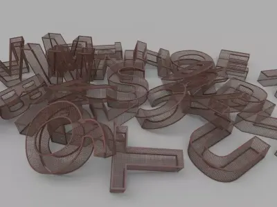cage alphabet design Low-poly 3D model