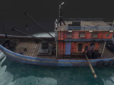 South East Asian style Fishing Boat Low-poly 3D model