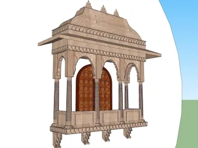 indian jodhpuri stone jharokha window 3D model