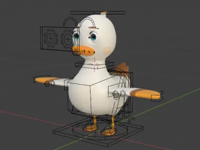 Rigged Cartoon Duck  Low Poly 3D Model Low-poly 3D model