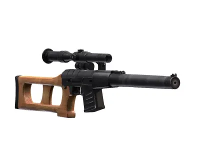 Rifle Silent Sniper Riffle Vintorez GRAU - 6P29 Low-poly 3D model