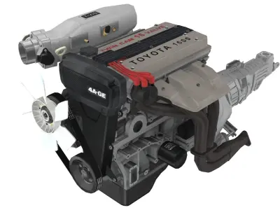Toyota 4AGE Redtop engine Low-poly 3D model