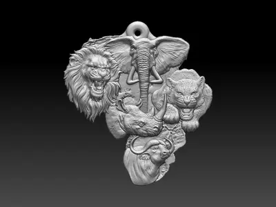 HM Africa s Wild Five Keychain 3D print model