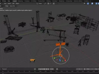 Mega service props Low-poly 3D model