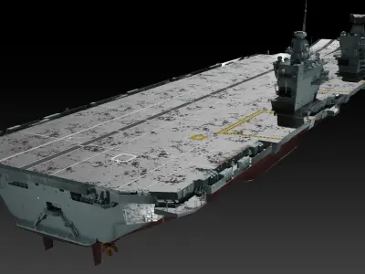 HMS Queen Elizabeth Aircraft carrier game ready model Low-poly 3D model