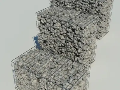 Gabion Stone Wall 2 3D model