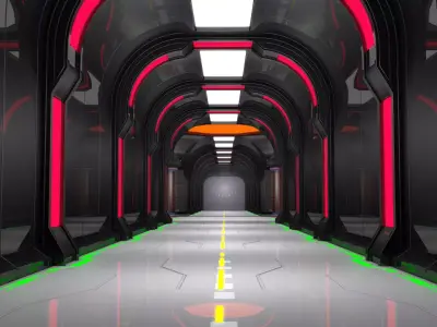 Sci Fi Corridor Futuristic 3D model 2