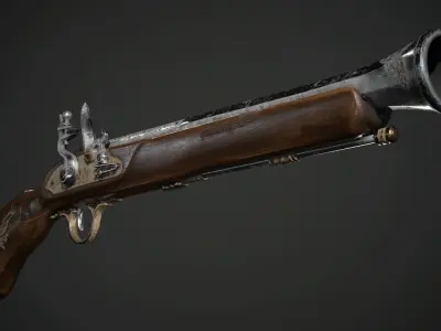 Spanish Flintlock Musketoon - model and textures Low-poly 3D model