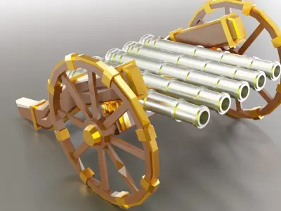 Package of low-poly medieval cannons Low-poly 3D model
