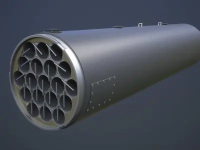 Hydra 70 missile with LAU-61 and LAU-68 launchers 3D model