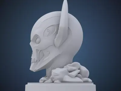 Cybernetic Horned Skull Bust  Sci-Fi Sculpture PM-225 3D print model