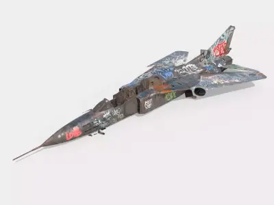 Abandoned WarPlane With Graffiti 3D model
