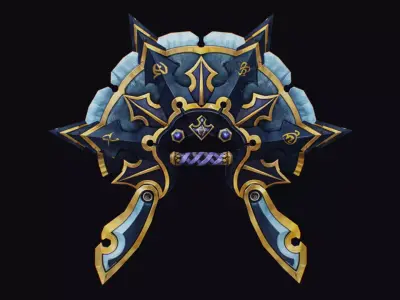 Cross Shuriken War Fan Cutting Asian Edged Weapon Low-poly 3D model