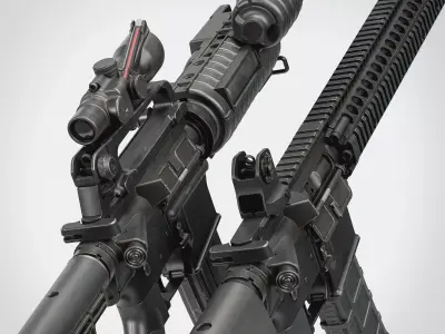 M4-AR15 Rifle Low-poly 3D model