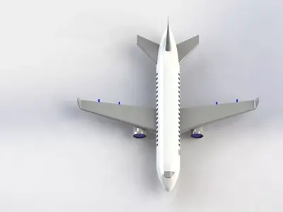 ModernPassengerAirplaneCAD3DPrint Low-poly 3D model