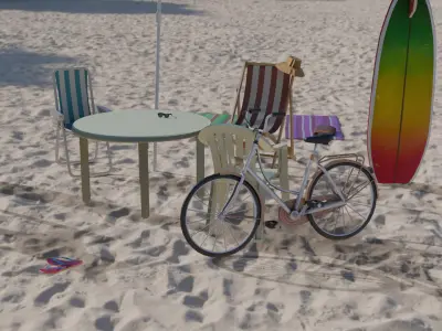 Beach objects - game ready - Low-poly 3D model