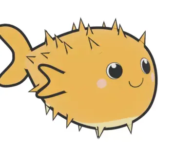 Cartoon Blowfish Low-poly 3D model