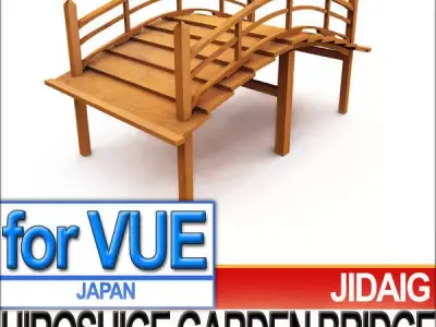 Japanese Garden Bridge Hiroshige 3D model