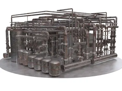 Industrial boiler room 3D model
