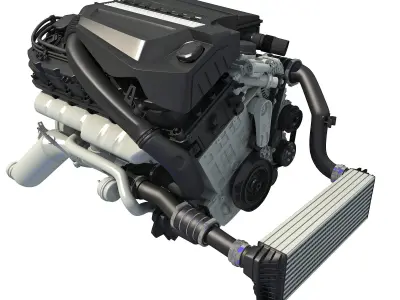 Turbo Straight Six-cylinder Petrol Engine 3D model