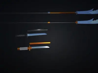 Samurai Weapons Pack Low-poly 3D model