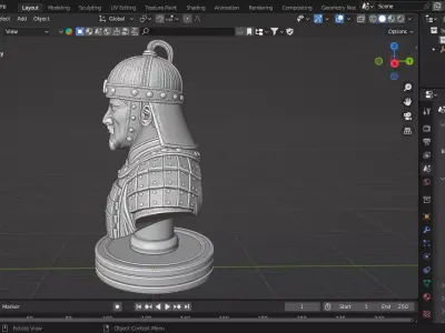 Medieval Mongolian Soldier Pawn Chess Piece 3D print model