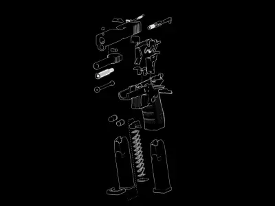 G17 9mm Pistol Schematics Free low-poly 3D model