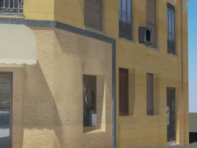 Building with windows and balconies Low-poly 3D model