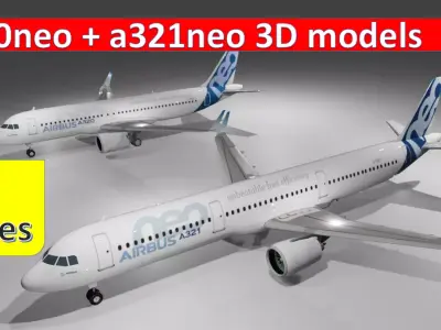 Airbus a320neo and a321neo low poly 3d model 41 liveries 3D Model Collection