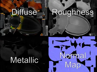 D Beetle Model Pack  High Detail Arthropod Low-poly 3D model