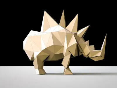 Spiked Rhino Low-poly 3D model