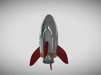 Retro Rocketship Low-poly 3D model