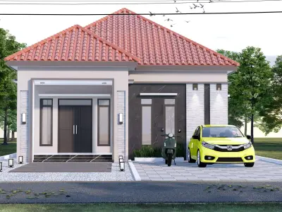 One floor Minimalist Modern House Design  3D model