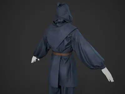 Blue Medieval Outfit  Low-poly 3D model