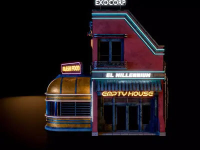 SCIFI CYBERPUNK FUTURISTIC NEON BUILDING 03 Low-poly 3D model