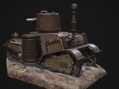 Steampunk Tank Low-poly 3D model
